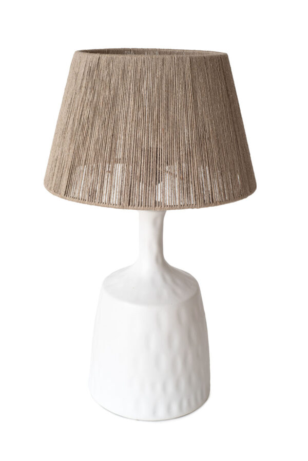 LÁMPARA DE CERÁMICA BLANCA CON TULIPA DE SEAGRASS NATURAL - Imagen 2