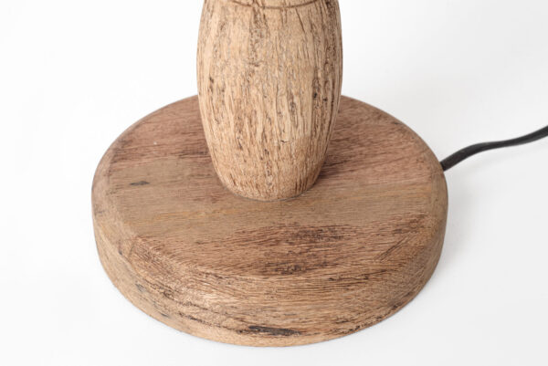 LAMPARA MADERA MANGO RÚSTICO CON TULIPA DE SEAGRASS NATURAL - Imagen 4